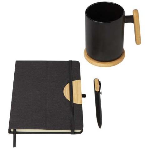 Laura A5 Hardcover Notizbuch und Kugelschreiber Set (schwarze Mine), schwarz bedrucken, Art.-Nr. 10791190