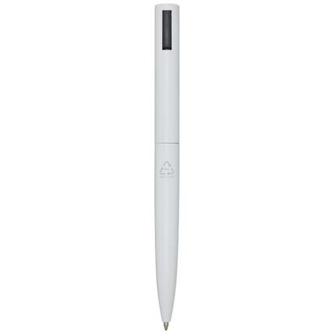 Juana Kugelschreiber aus recyceltem Aluminium (schwarze Mine), weiss bedrucken, Art.-Nr. 10791601