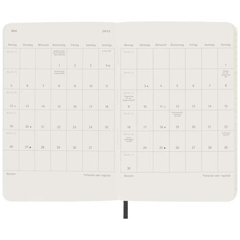 Moleskine Softcover 12 Monate Wochenkalender, Pocket-Format – Deutsch, schwarz bedrucken, Art.-Nr. 10795890