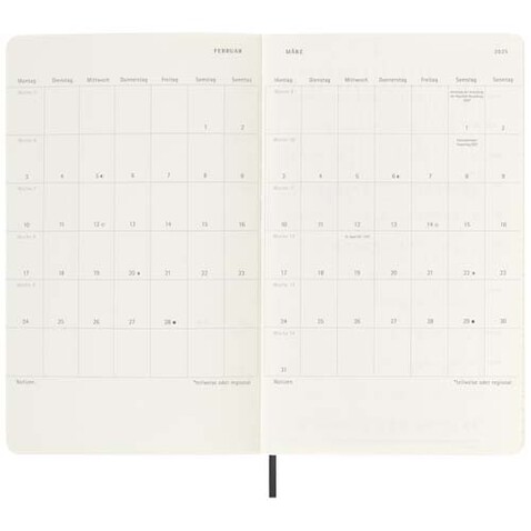 Moleskine Softcover 12 Monate Wochenkalender L – Deutsch, schwarz bedrucken, Art.-Nr. 10795990