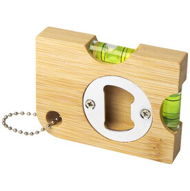 Levo Bambus Flaschenöffner mit Wasserwaage, natur bedrucken, Art.-Nr. 11338006