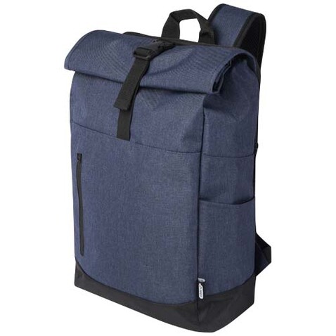 Hoss 15,6&quot; GRS recycelter Rolltop Laptop-Rucksack 12L, heather navy bedrucken, Art.-Nr. 12054855