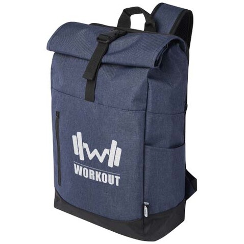 Hoss 15,6&quot; GRS recycelter Rolltop Laptop-Rucksack 12L, heather navy bedrucken, Art.-Nr. 12054855