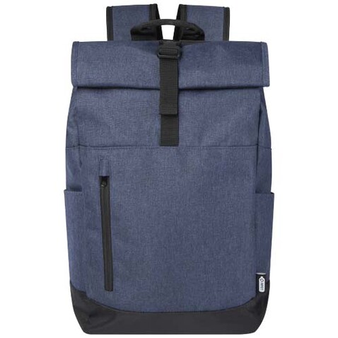 Hoss 15,6&quot; GRS recycelter Rolltop Laptop-Rucksack 12L, heather navy bedrucken, Art.-Nr. 12054855