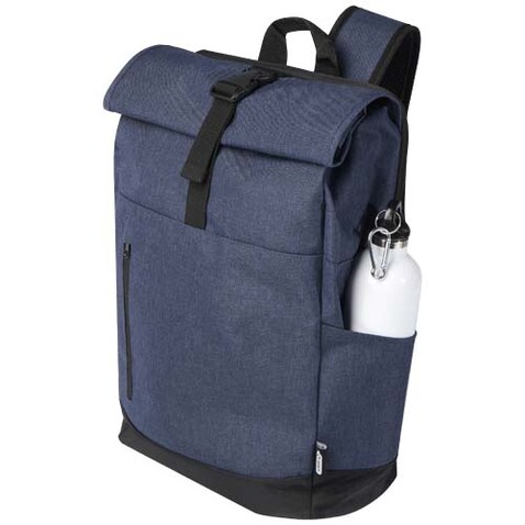 Hoss 15,6&quot; GRS recycelter Rolltop Laptop-Rucksack 12L, heather navy bedrucken, Art.-Nr. 12054855