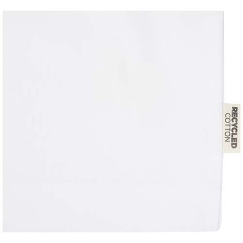 Madras 140 g/m² Baumwoll Tragetasche mit Seitenfalten aus GRS recycelter Baumwolle, weiss bedrucken, Art.-Nr. 12073301