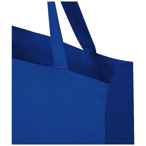 Madras 140 g/m² Baumwoll Tragetasche mit Seitenfalten aus GRS recycelter Baumwolle, royalblau bedrucken, Art.-Nr. 12073353