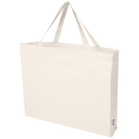 Odessa 220 g/m² Baumwoll Tragetasche aus GRS recycelter Baumwolle 40L, natur bedrucken, Art.-Nr. 12073406