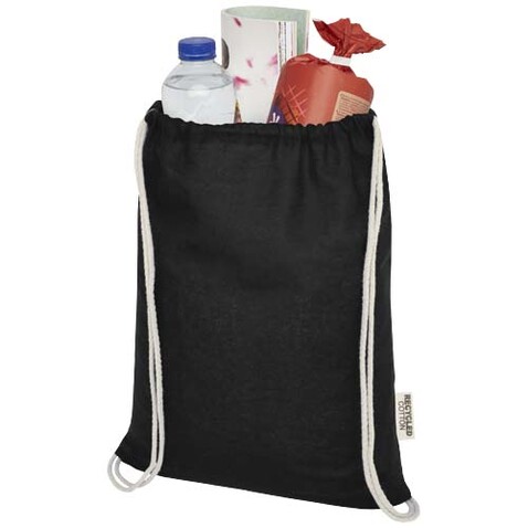 Oregon 140 g/m² Turnbeutel aus GRS recycelter Baumwolle, schwarz bedrucken, Art.-Nr. 12073590