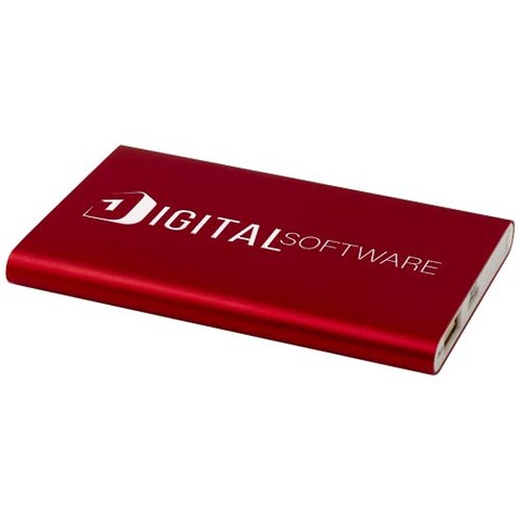 Pep 4000 mAh Type-C Powerbank aus recyceltem Aluminium, rot bedrucken, Art.-Nr. 12438021