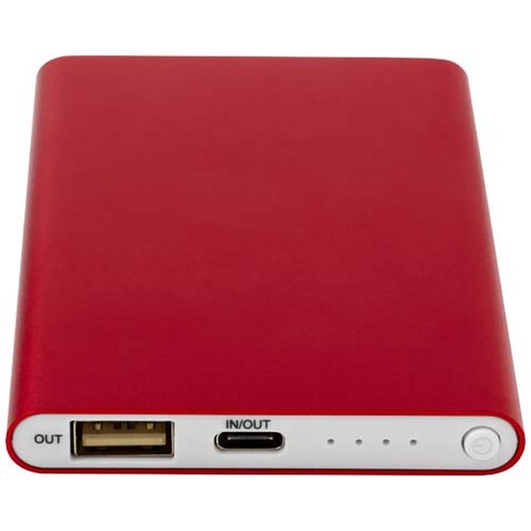 Pep 4000 mAh Type-C Powerbank aus recyceltem Aluminium, rot bedrucken, Art.-Nr. 12438021