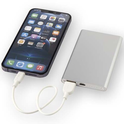 Pep 4000 mAh Type-C Powerbank aus recyceltem Aluminium, silber bedrucken, Art.-Nr. 12438081
