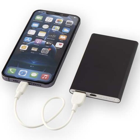 Pep 4000 mAh Type-C Powerbank aus recyceltem Aluminium, Titan bedrucken, Art.-Nr. 12438082