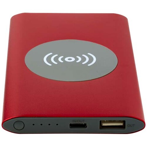 Juice 4000 mAh Typ-C kabellose Powerbank aus recyceltem Aluminium, rot bedrucken, Art.-Nr. 12438421