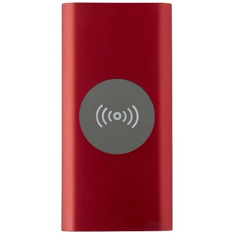 Juice 8000 mAh Typ-C kabellose Powerbank aus recyceltem Aluminium, rot bedrucken, Art.-Nr. 12438521