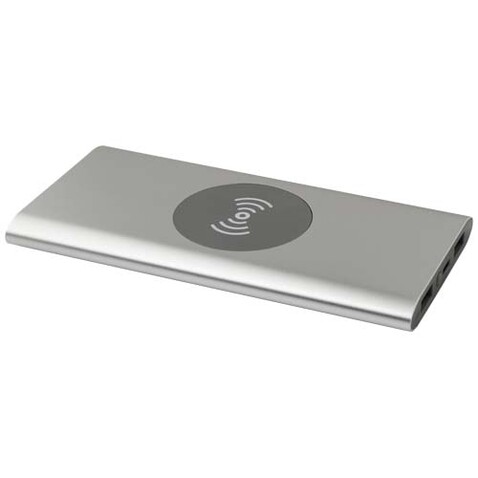 Juice 8000 mAh Typ-C kabellose Powerbank aus recyceltem Aluminium, silber bedrucken, Art.-Nr. 12438581