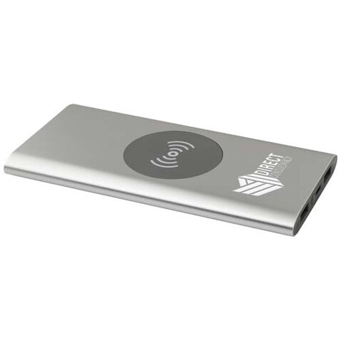 Juice 8000 mAh Typ-C kabellose Powerbank aus recyceltem Aluminium, silber bedrucken, Art.-Nr. 12438581