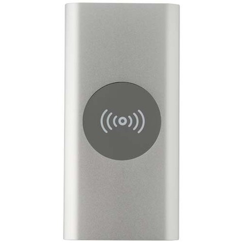Juice 8000 mAh Typ-C kabellose Powerbank aus recyceltem Aluminium, silber bedrucken, Art.-Nr. 12438581