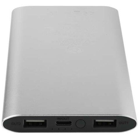 Juice 8000 mAh Typ-C kabellose Powerbank aus recyceltem Aluminium, silber bedrucken, Art.-Nr. 12438581