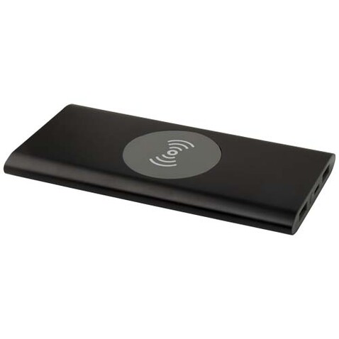 Juice 8000 mAh Typ-C kabellose Powerbank aus recyceltem Aluminium, schwarz bedrucken, Art.-Nr. 12438590