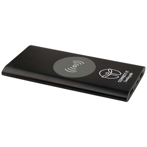Juice 8000 mAh Typ-C kabellose Powerbank aus recyceltem Aluminium, schwarz bedrucken, Art.-Nr. 12438590
