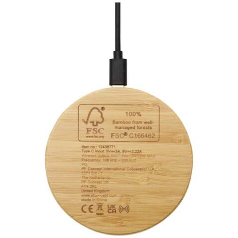 Essence 15W kabelloses Ladepad aus Bambus, holz bedrucken, Art.-Nr. 12438771