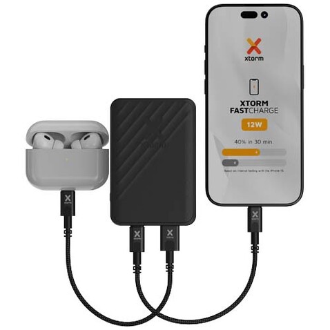 Xtorm XG205 Go2 12 W 5000 mAh Schnelllade-Powerbank, schwarz bedrucken, Art.-Nr. 12440990