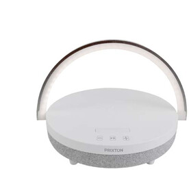 Prixton 10W 4-in-1 Bluetooth®-Lautsprecher mit LED-Licht und kabelloser Ladestation, weiss bedrucken, Art.-Nr. 2PA16001