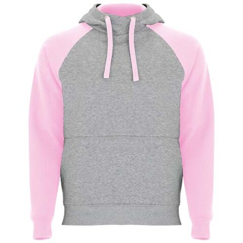 Badet zweifarbiger Kapuzenpullover für Kinder, heather grau, hellrosa bedrucken, Art.-Nr. K1058B3J