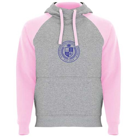 Badet zweifarbiger Kapuzenpullover für Kinder, heather grau, hellrosa bedrucken, Art.-Nr. K1058B3J
