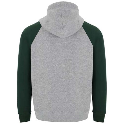 Badet zweifarbiger Kapuzenpullover für Kinder, heather grau, dunkelgrün bedrucken, Art.-Nr. K1058B4G