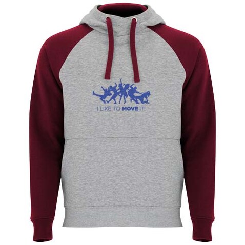 Badet zweifarbiger Kapuzenpullover für Kinder, heather grau, Garnet bedrucken, Art.-Nr. K1058B5L