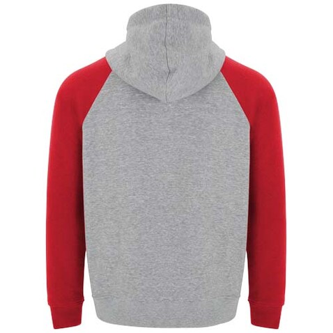 Badet zweifarbiger Kapuzenpullover für Kinder, heather grau, rot bedrucken, Art.-Nr. K1058B6C