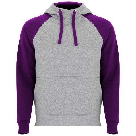 Badet zweifarbiger Kapuzenpullover für Kinder, heather grau, lila bedrucken, Art.-Nr. K1058B7G