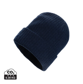 Pryor AWARE™ Polylana® Beanie mit Bündchen navy blau bedrucken, Art.-Nr. P453.4925