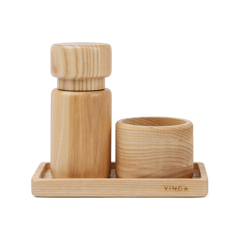 VINGA Retro Salz &amp; Pfeffer Set braun bedrucken, Art.-Nr. V2620109