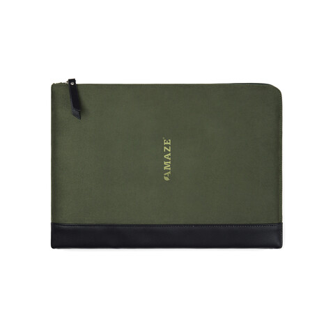 VINGA Marlow 16&quot; Laptop Sleeve aus RCS recyceltem Polyester grün, schwarz bedrucken, Art.-Nr. V7880709