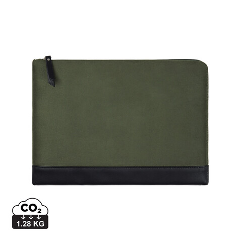 VINGA Marlow 14&quot; Laptop Sleeve aus RCS recyceltem Polyester grün, schwarz bedrucken, Art.-Nr. V7880809