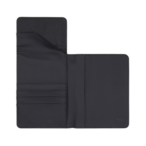 VINGA Baltimore RCS recycelte Polyester-RFID-Reisepasshülle schwarz bedrucken, Art.-Nr. V8200101 VINGA Baltimore RCS recycelte Polyester-RFID-Reisepasshülle schwarz bedrucken, Art.-Nr. V8200101