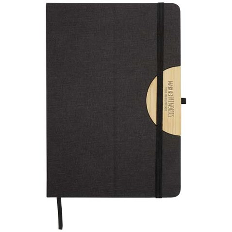 Laura A5 Hardcover Notizbuch und Kugelschreiber Set (schwarze Mine), schwarz bedrucken, Art.-Nr. 10791190
