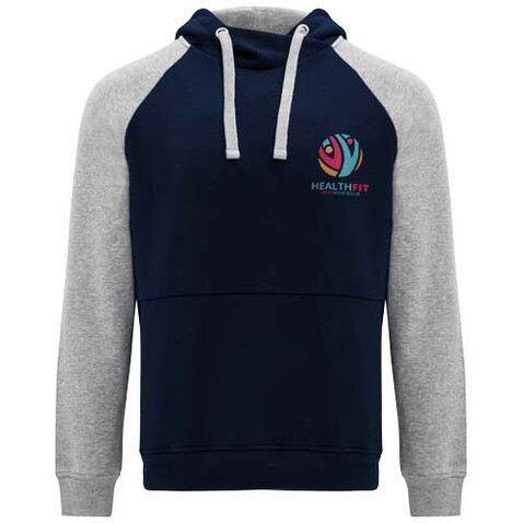 Badet zweifarbiger Kapuzenpullover Unisex, Navy Blue, heather grau bedrucken, Art.-Nr. R10588G4