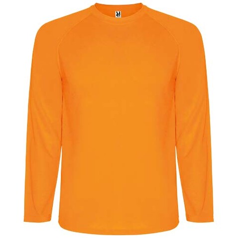 Montecarlo Langarm-Sport-Shirt für Kinder, Fluor Orange bedrucken, Art.-Nr. K04153LM