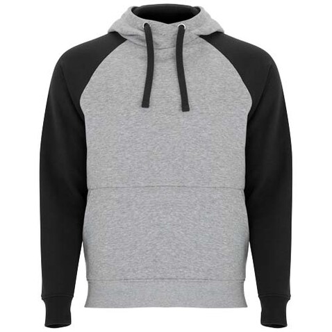 Badet zweifarbiger Kapuzenpullover Unisex, heather grau, schwarz bedrucken, Art.-Nr. R10588J2