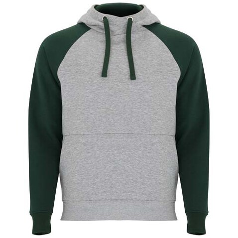 Badet zweifarbiger Kapuzenpullover Unisex, heather grau, dunkelgrün bedrucken, Art.-Nr. R1058B43