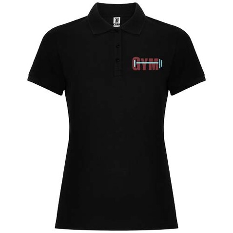 Pegaso Premium Poloshirt für Damen, schwarz bedrucken, Art.-Nr. R66443O6