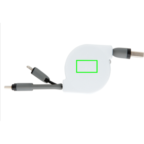 3-in-1 ausziehbares Kabel schwarz bedrucken, Art.-Nr. P302.221