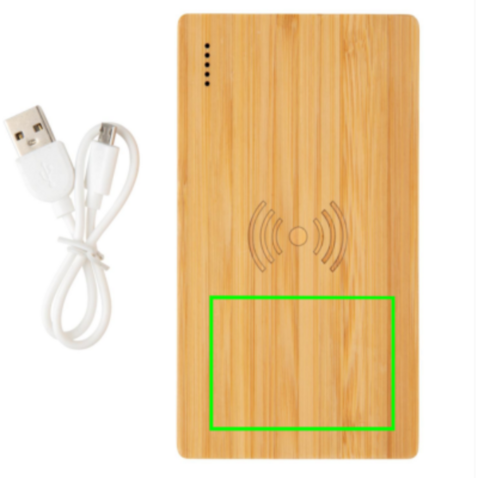 Bambus 4.000 mAh Wireless 5W Powerbank braun bedrucken, Art.-Nr. P322.029