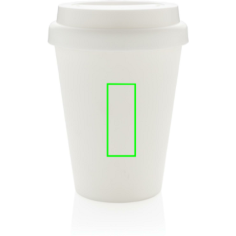 Wiederverwendbarer doppelwandiger Kaffeebecher 300ml weiß bedrucken, Art.-Nr. P432.693