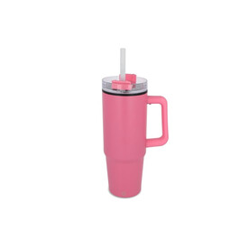 Miami Becher mit Henkel und Strohhalm 800ml - Rosa bedrucken, Art.-Nr. LT57004-N0076