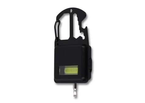 Kompaktes Multitool aus R-ABS &amp; Metall 7 Funktionen - Schwarz bedrucken, Art.-Nr. LT93413-N0002